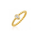 Gumuchian Bezel-Set Pear Cut Diamond Beaded Ring-Gumuchian Bezel-Set Pear Cut Diamond Beaded Ring
