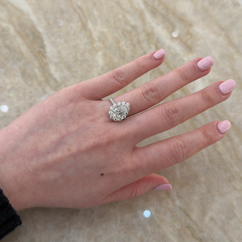 Pear Brilliant Cut Diamond Halo Engagement Ring-Pear Brilliant Cut Diamond Halo Engagement Ring