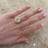 Round Brilliant Cut Fancy Intense Yellow Diamond Halo Engagement Ring-Round Brilliant Cut Fancy Intense Yellow Diamond Halo Engagement Ring