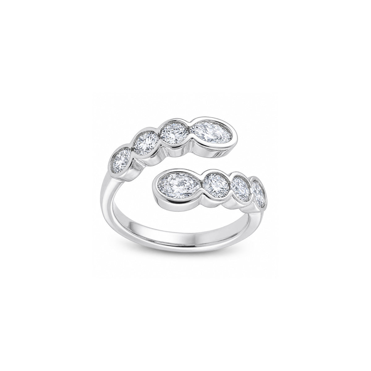 Graduated Oval & Round Diamond Bypass Ring