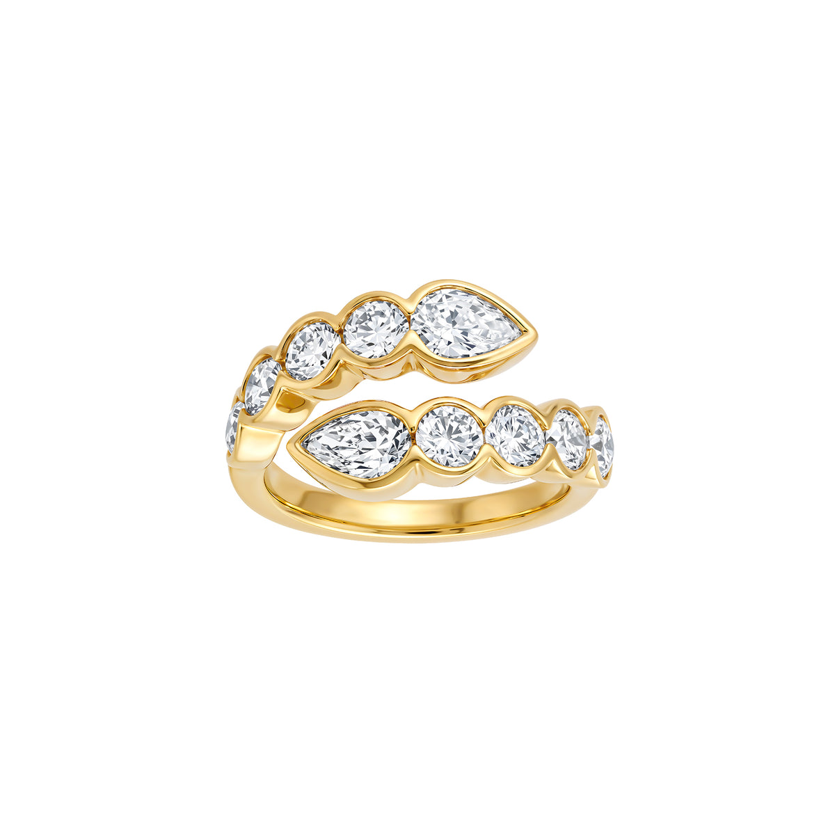Graduated Pear & Round Diamond Bypass Ring