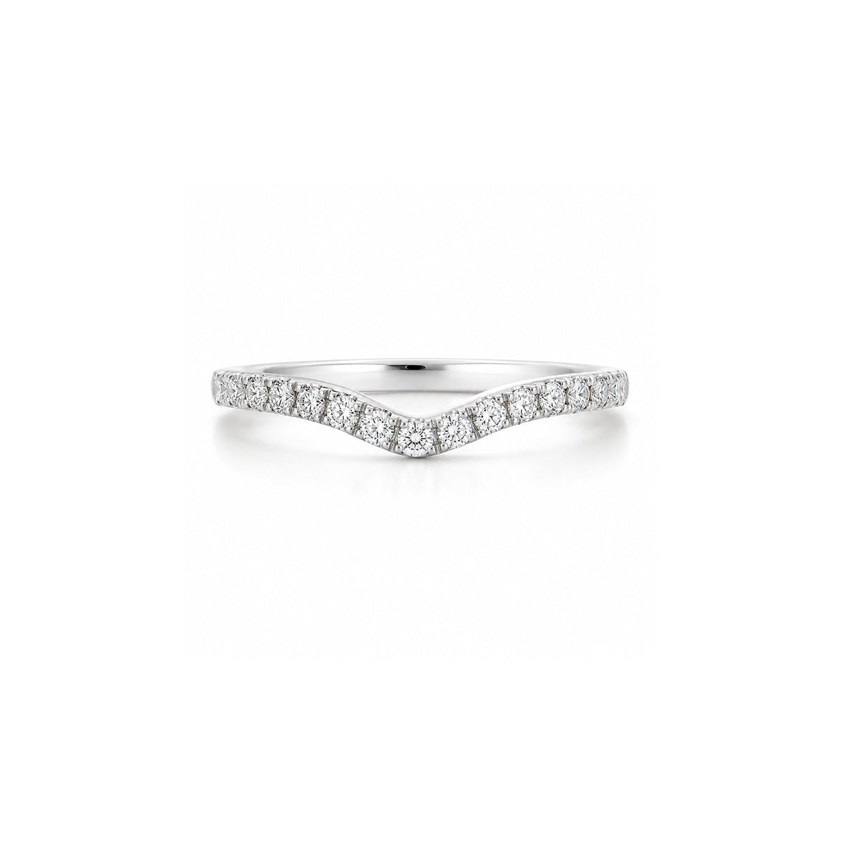 White Gold Curved Pavé Diamond Contour Band