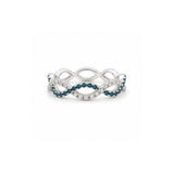 Blue & White Diamond Twisted Infinity Band-Wavy Diamond Band