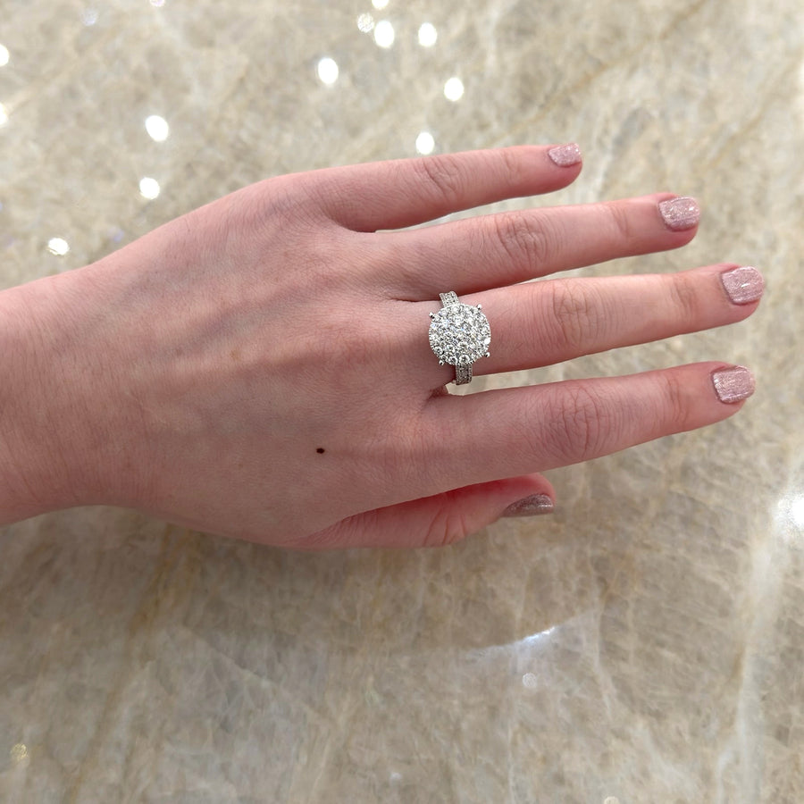 Diamond Cluster Ring in 18 karat white gold.