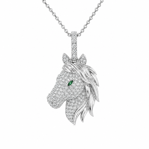 Diamond Horse Pendant and Chain-Diamond Horse Pendant and Chain