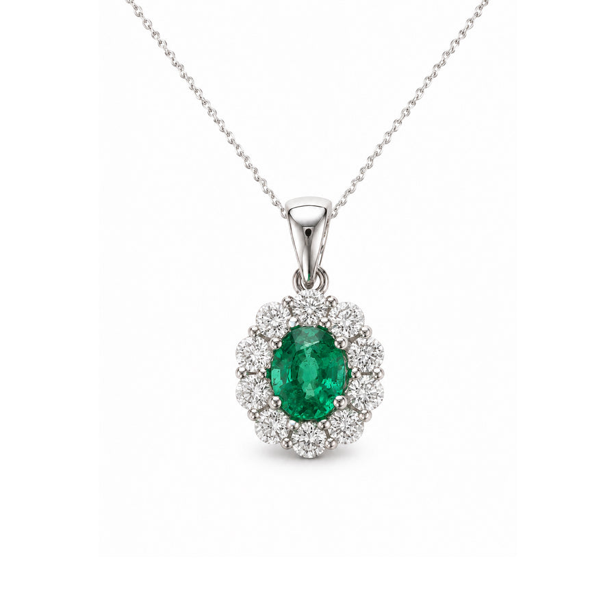 Emerald Diamond Pendant and Chain