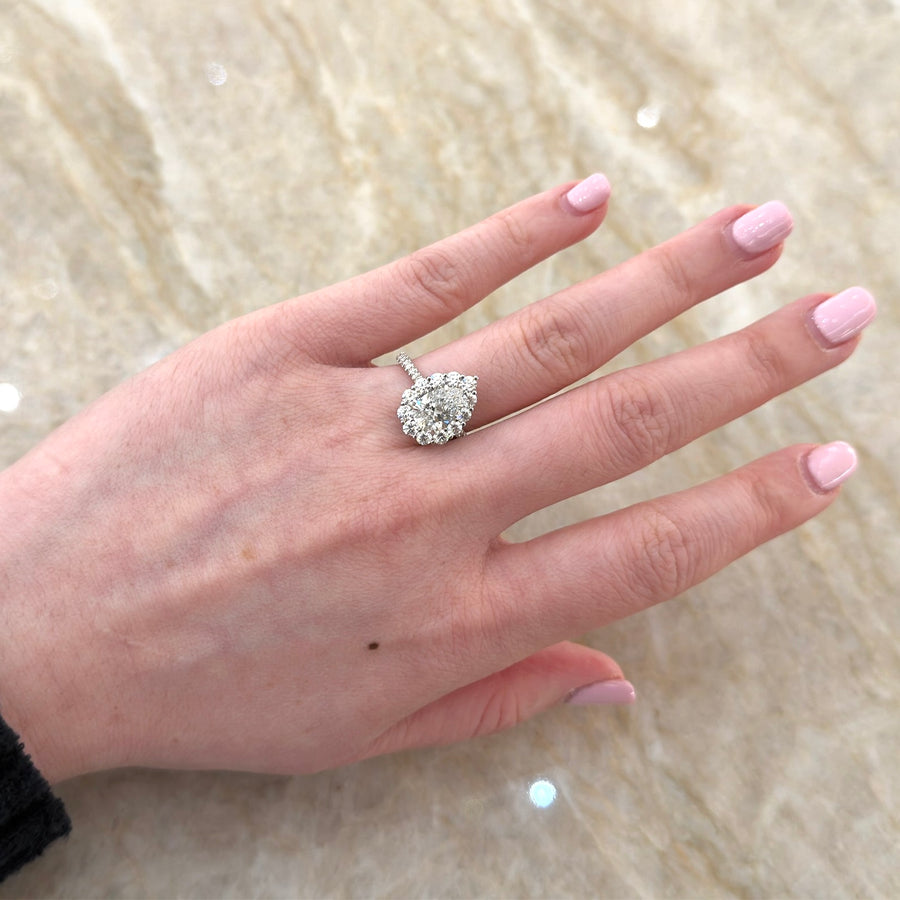 Pear Brilliant Cut Diamond Halo Engagement Ring