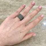 Bez Ambar Black and White Diamond Halfway Wide Ring-Bez Ambar Black and White Diamond Halfway Wide Ring