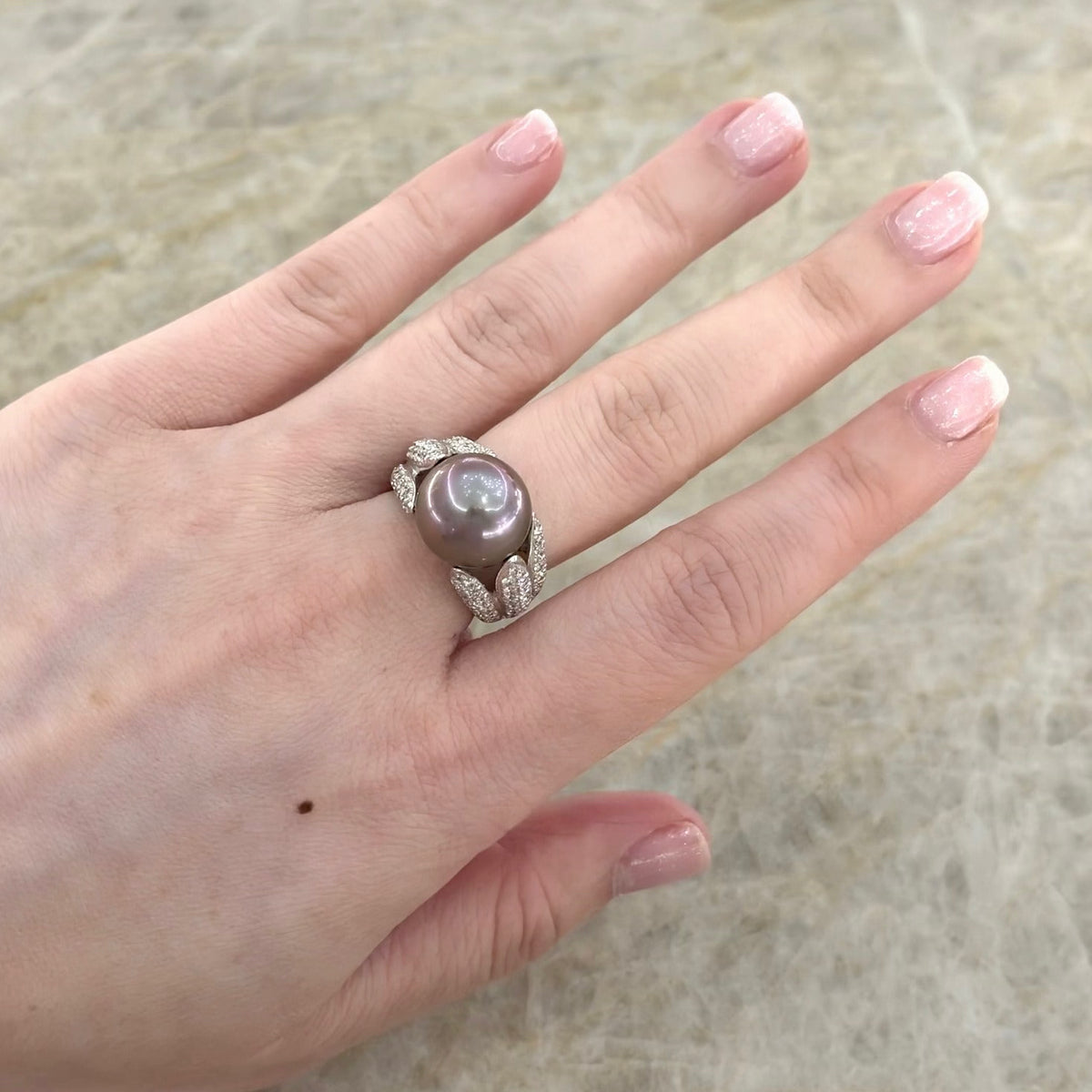 Black South Sea Pearl Diamond Ring