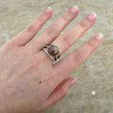 Black South Sea Pearl Diamond Ring-Black South Sea Pearl Diamond Ring