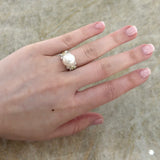 White South Sea Pearl Diamond Ring-White South Sea Pearl Diamond Ring