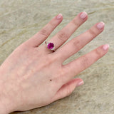 JB Star Cushion Cut Pink Sapphire 3 Stone Diamond Ring-JB Star Cushion Cut Pink Sapphire 3 Stone Diamond Ring