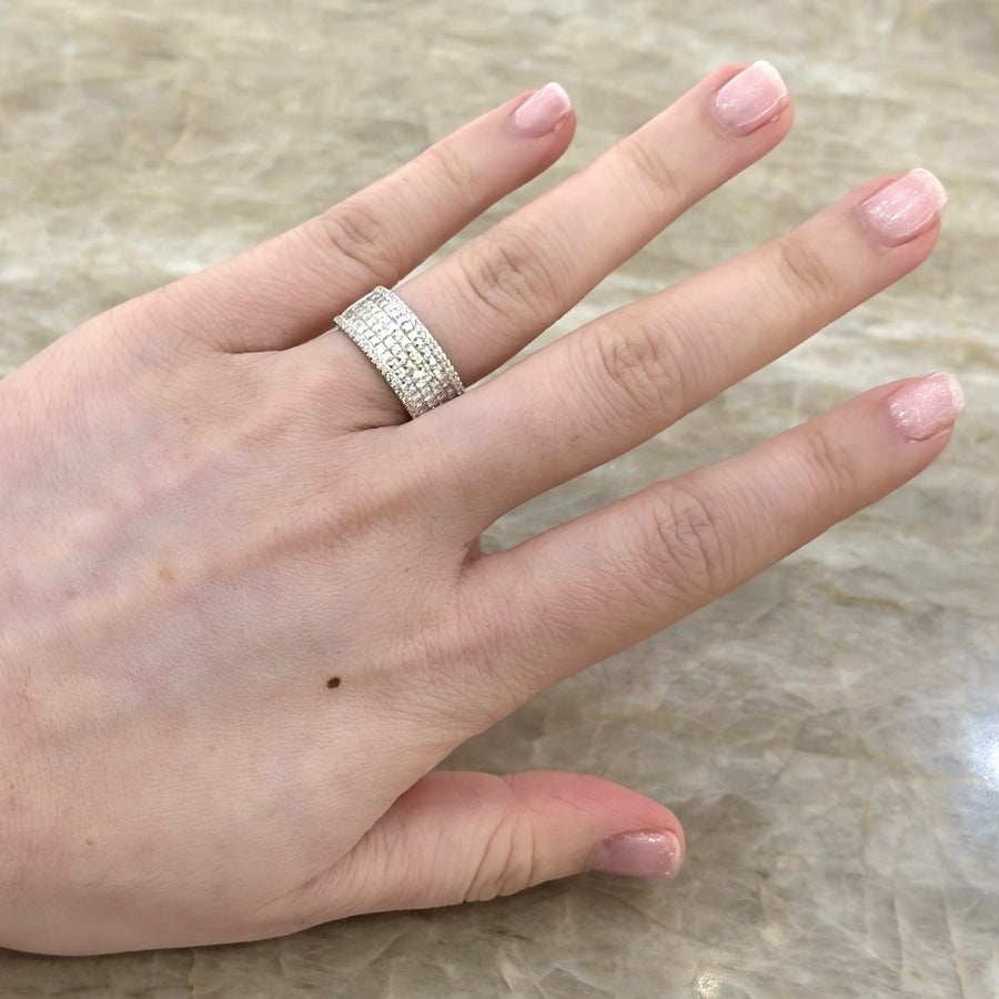 Bez Ambar Blaze 4 Row Diamond Halfway Wide Ring