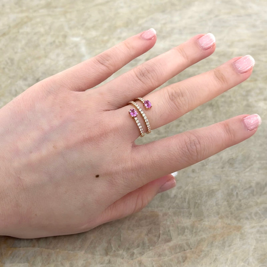 Pink Sapphire Diamond Coil Ring