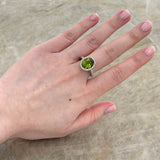 Oval Brilliant Cut Peridot Diamond Halo Ring-Oval Brilliant Cut Peridot Diamond Halo Ring