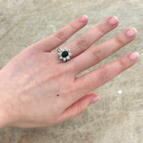 Oval Brilliant Cut Tsavorite Diamond Halo Split Shank Ring-Oval Brilliant Cut Tsavorite Diamond Halo Split Shank Ring