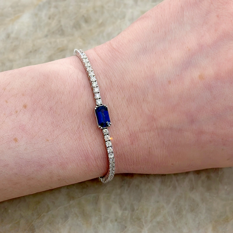 Sapphire Diamond Line Bracelet-Sapphire Diamond Line Bracelet