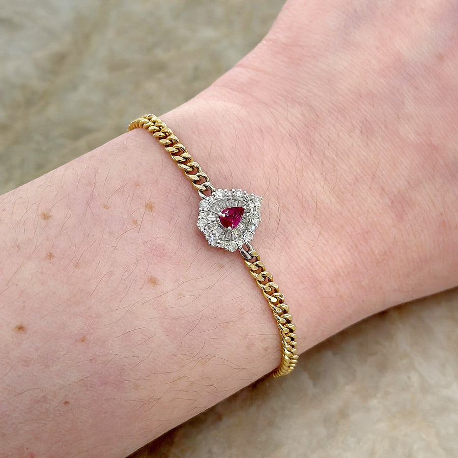 Ruby Diamond Halo Link Bracelet