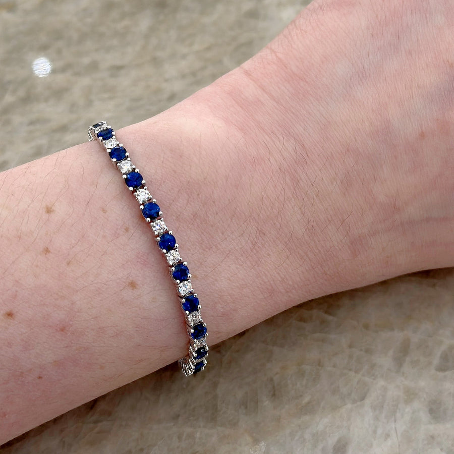 Sapphire Diamond Alternating Line Bracelet