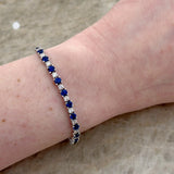 Sapphire Diamond Alternating Line Bracelet-Sapphire Diamond Alternating Line Bracelet
