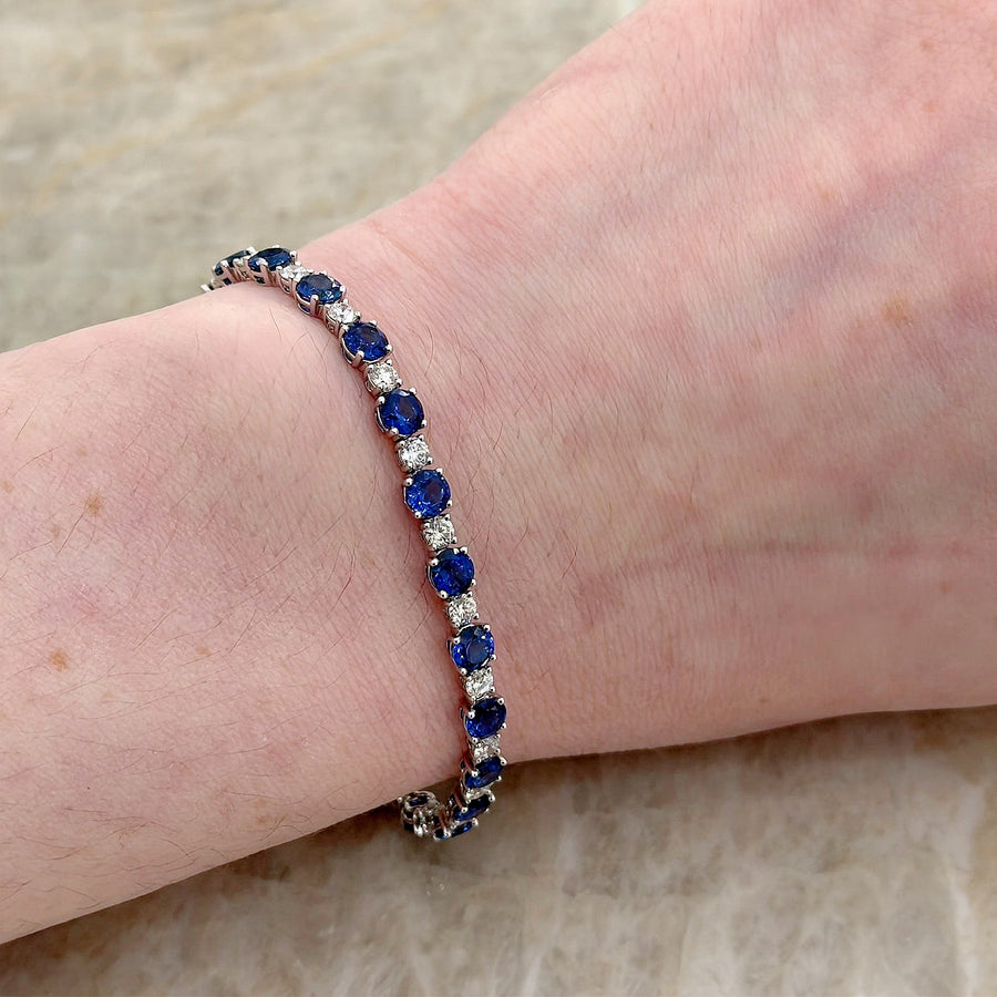 Sapphire and Diamond Alternating Line Bracelet