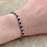 Sapphire and Diamond Alternating Line Bracelet-Sapphire and Diamond Alternating Line Bracelet