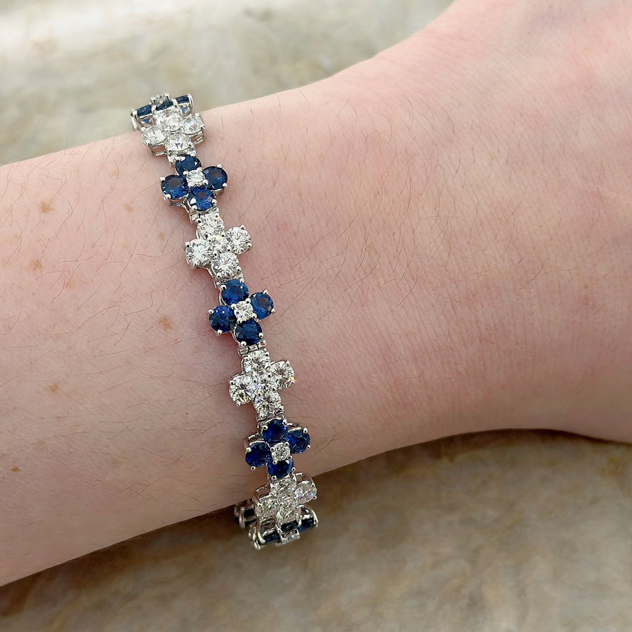 Sapphire Diamond Flower Line Bracelet