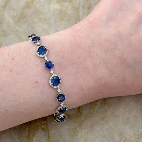 Sapphire Diamond Line Bracelet-Sapphire Diamond Line Bracelet