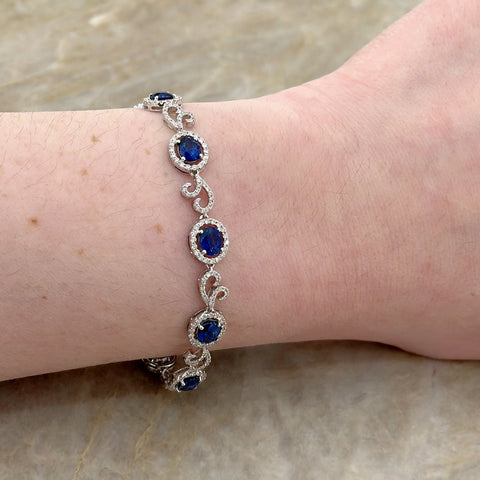 Sapphire Diamond Line Bracelet-Sapphire Diamond Line Bracelet