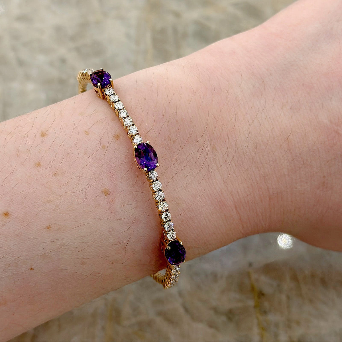 Amethyst Diamond Halfway Bangle