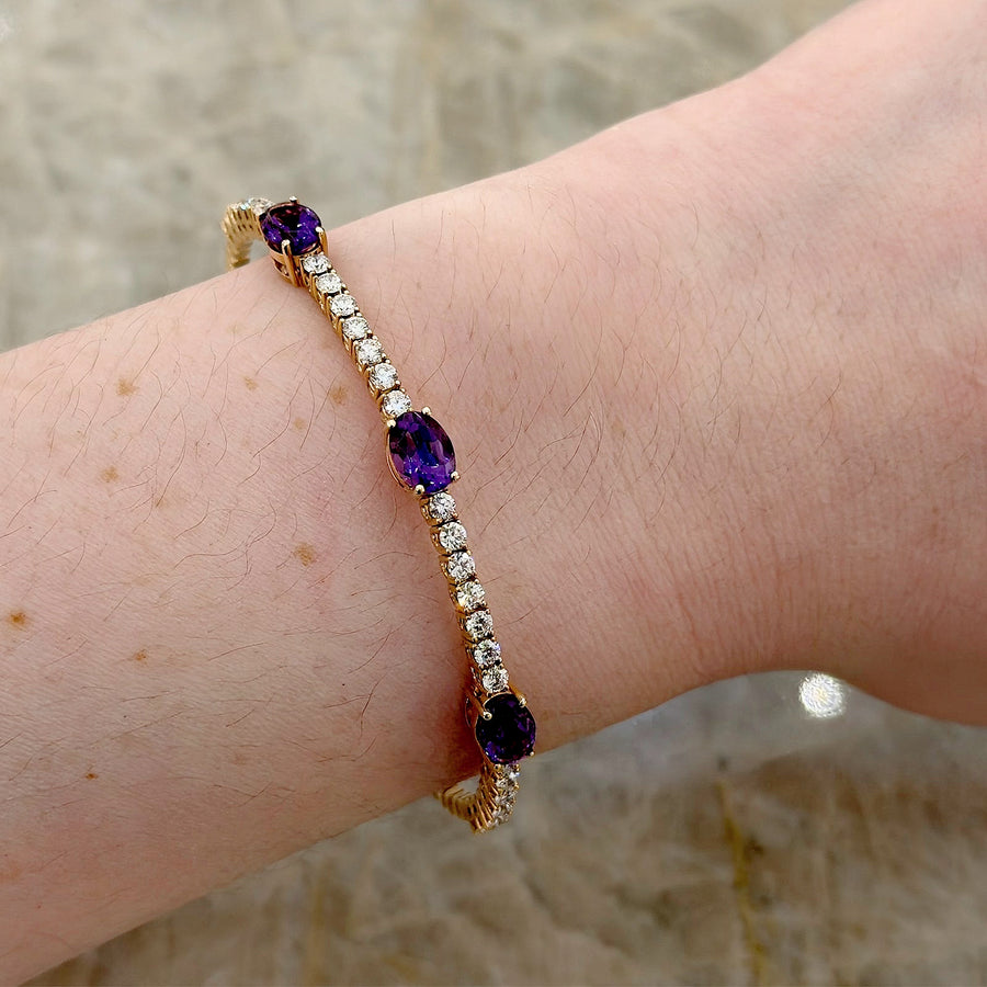 Amethyst Diamond Halfway Bangle