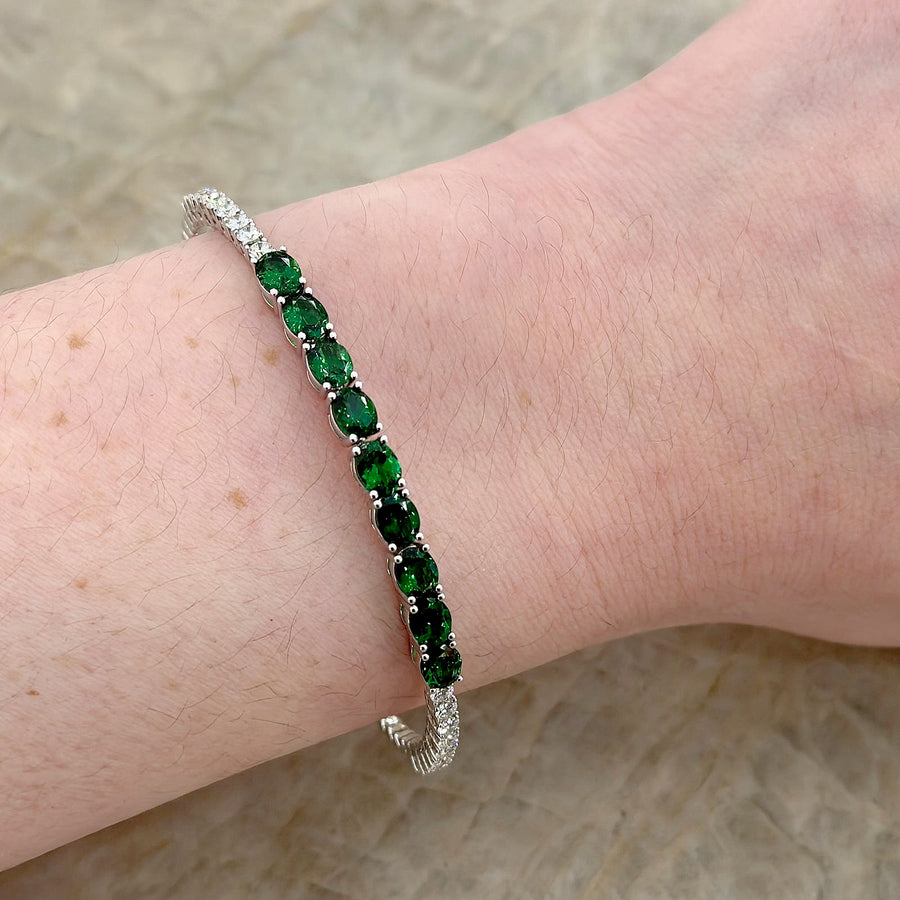 Tsavorite Diamond Halfway Bangle