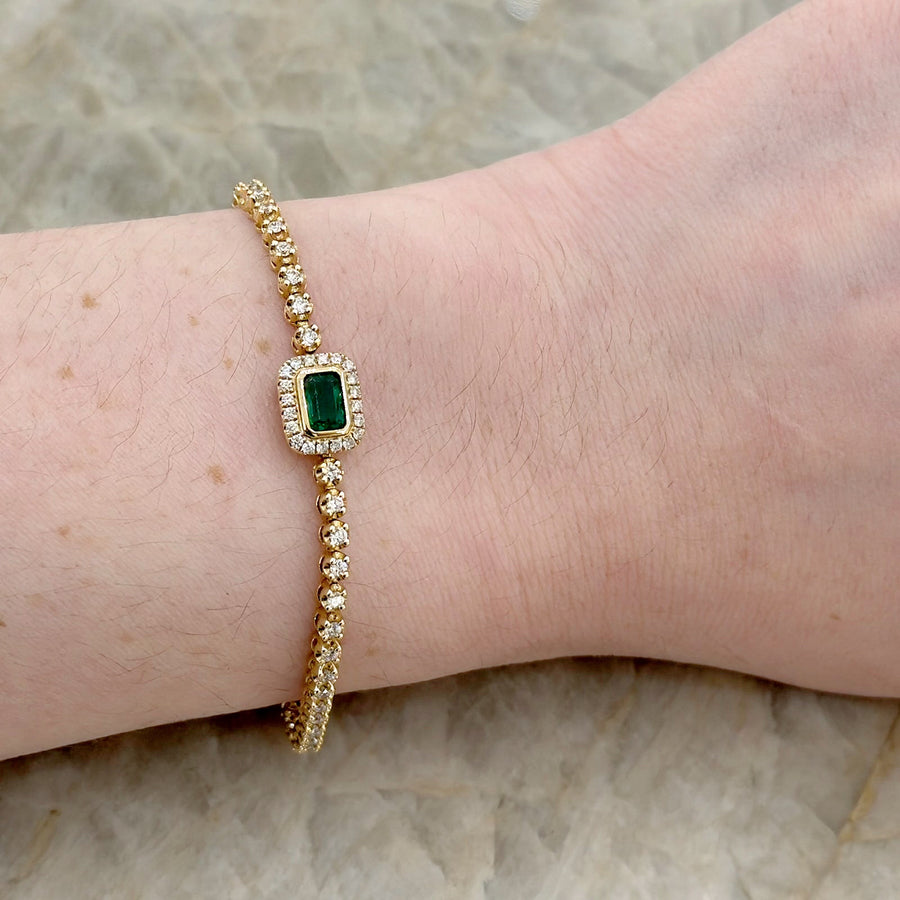 Emerald Diamond Line Bracelet
