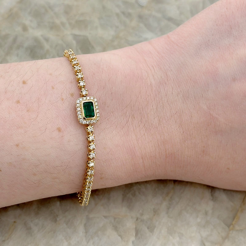 Emerald Diamond Line Bracelet-Emerald Diamond Line Bracelet