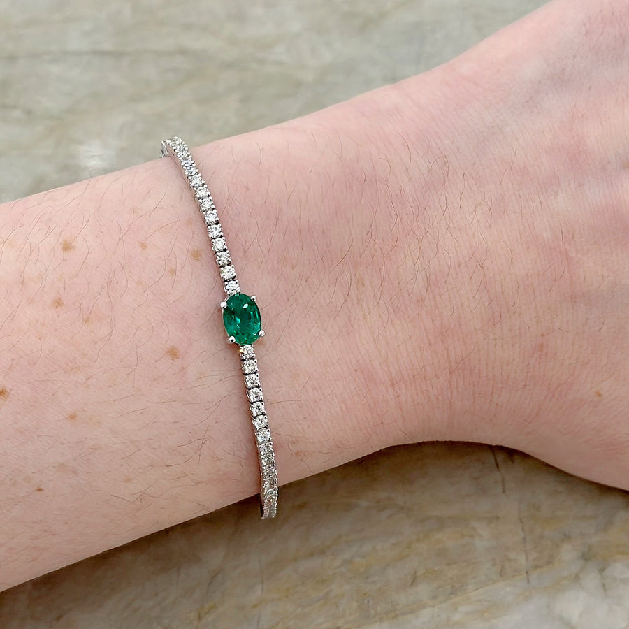 Oval Brilliant Cut Emerald Diamond Tennis Bracelet