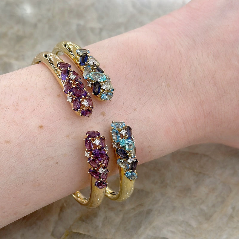 UGO Cala Amethyst Diamond Open Bangle-UGO Cala Amethyst Diamond Open Bangle