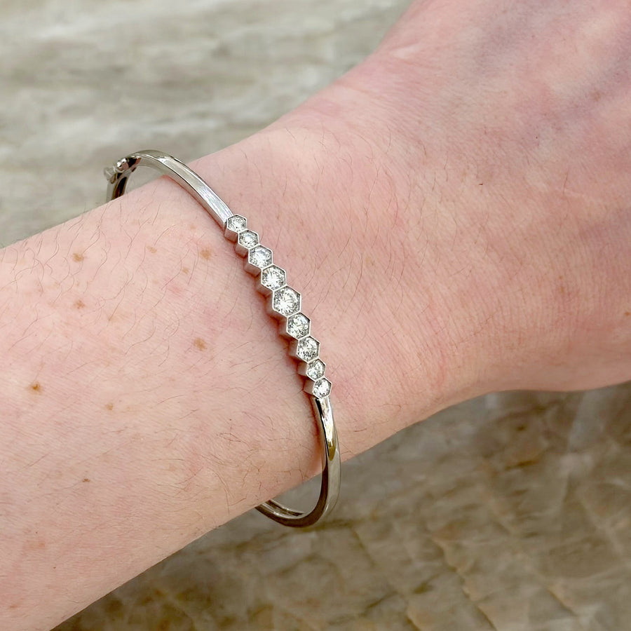 Diamond Hexagon Bezel Bangle