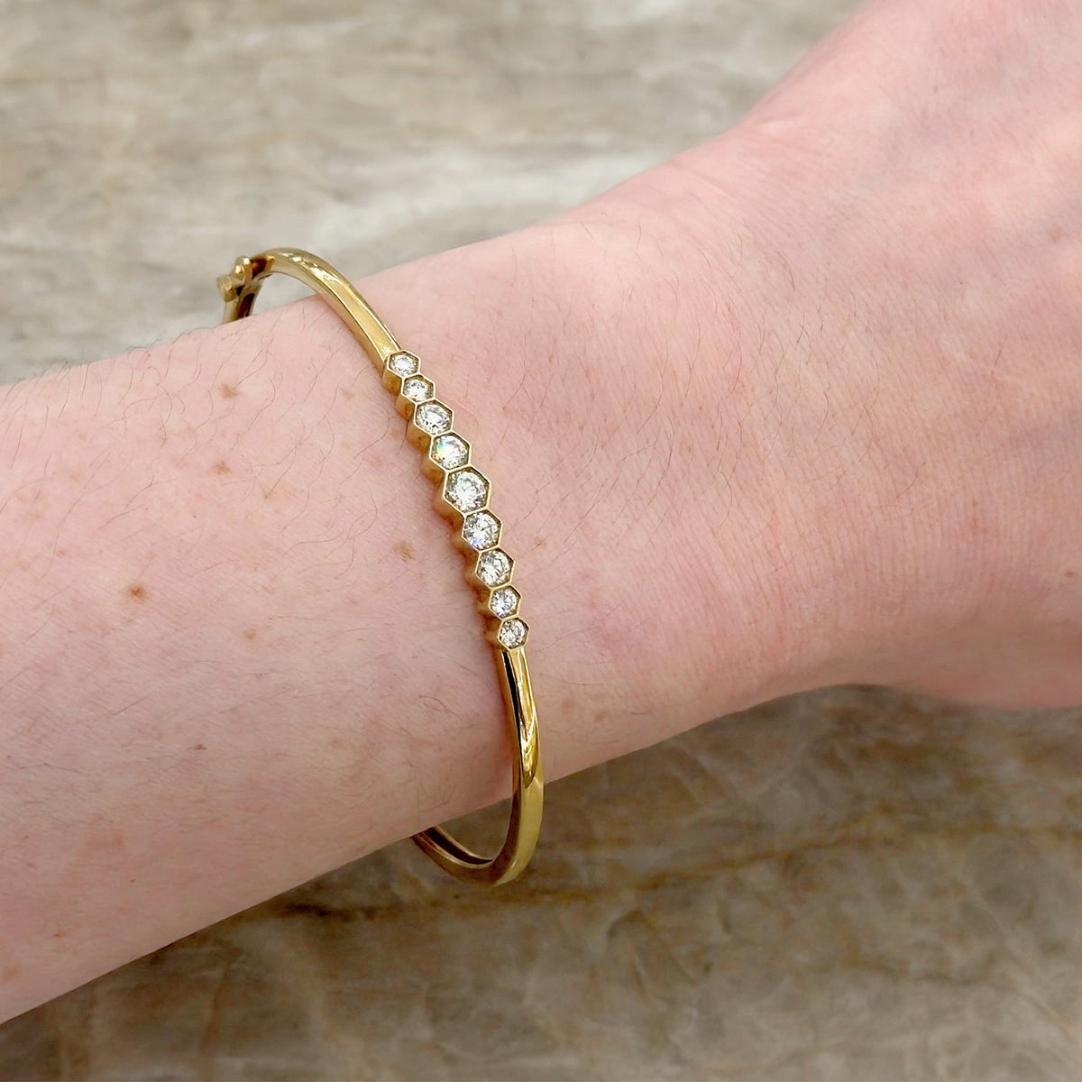 Diamond Hexagon Bezel Bangle