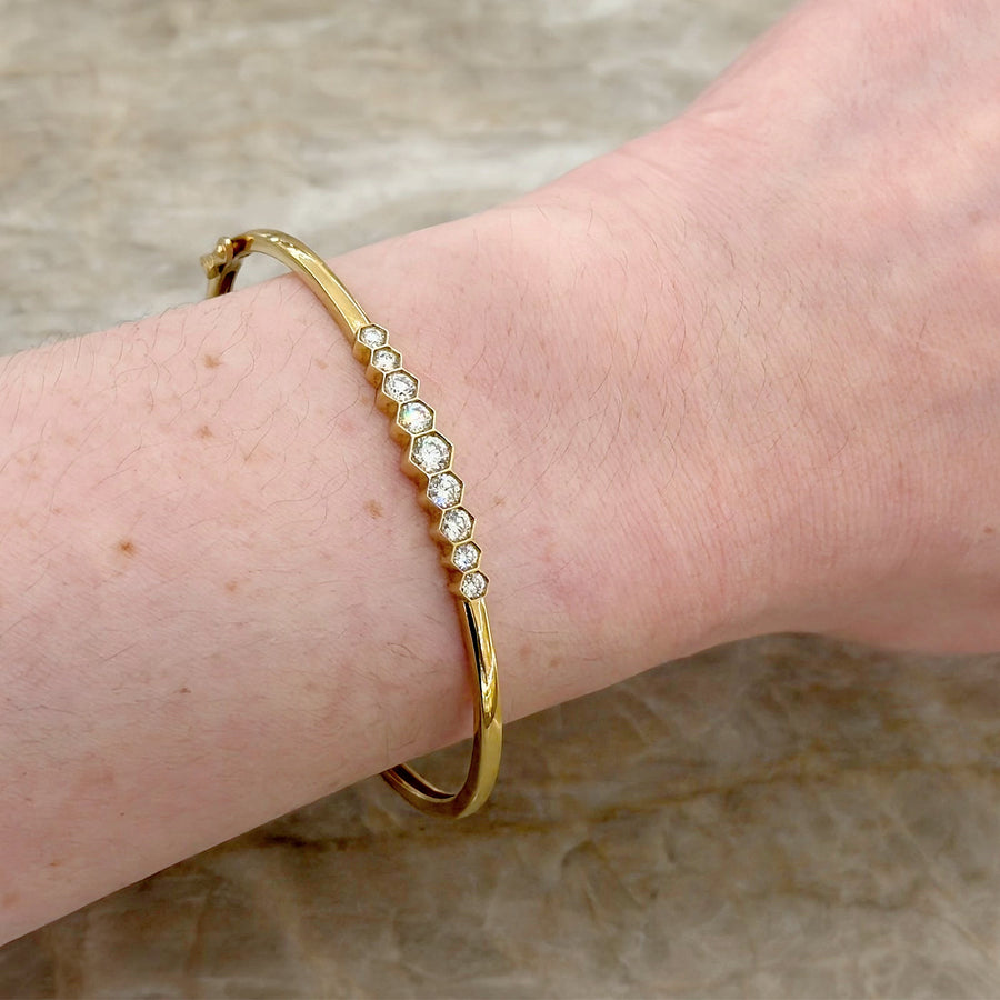 Diamond Hexagon Bezel Bangle