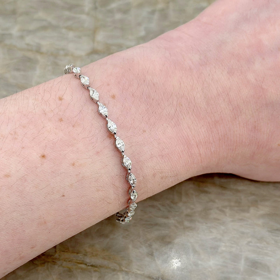 Marquise Cut Diamond Line Bracelet