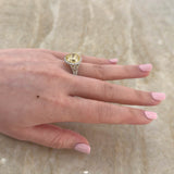Round Brilliant Cut Fancy Intense Yellow Diamond Halo Engagement Ring-Round Brilliant Cut Fancy Intense Yellow Diamond Halo Engagement Ring
