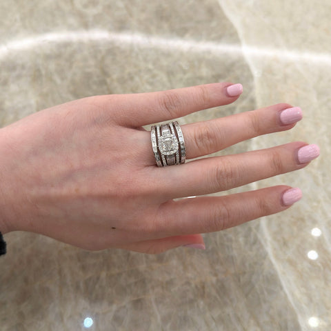 Cushion Cut Diamond Wide Ring-Cushion Cut Diamond Wide Ring