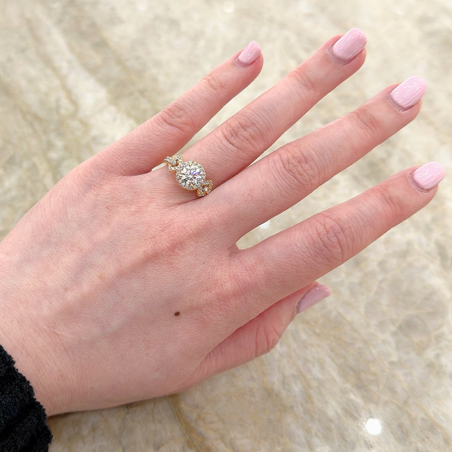 Round Brilliant Cut Diamond Diamond Halo Engagement Ring