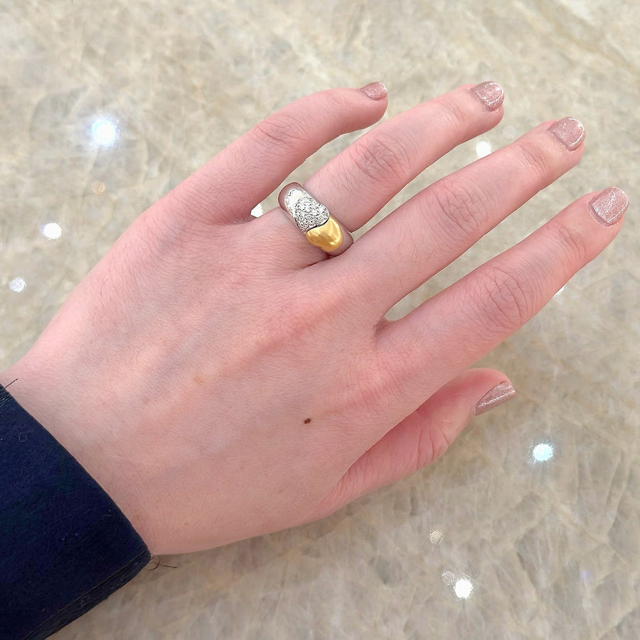 Two Tone Diamond Heart Ring with Secret "I Love You" Band