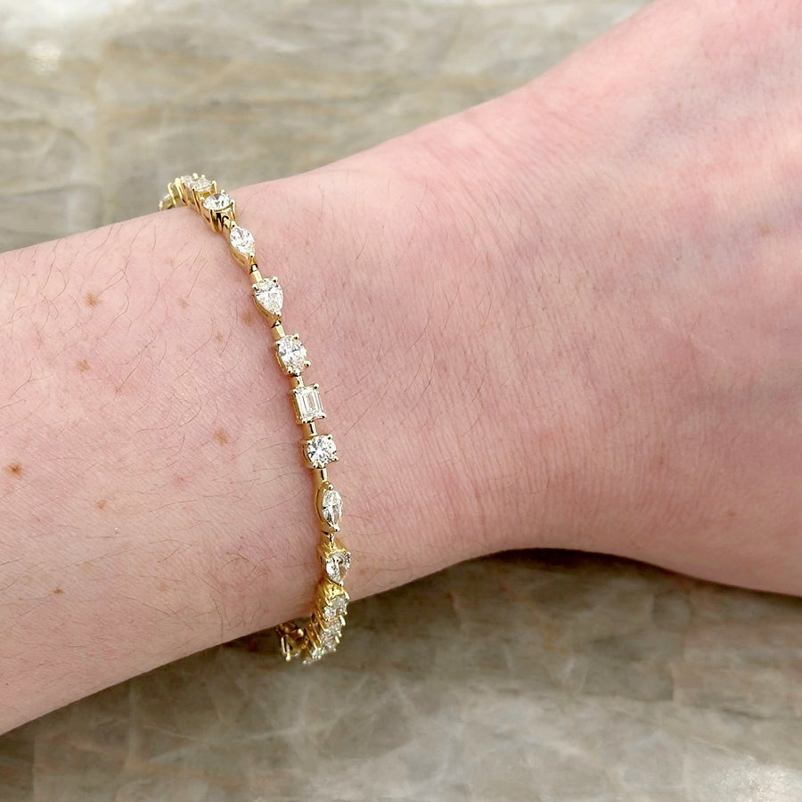 Mixed Shape Diamond Line Bracelet