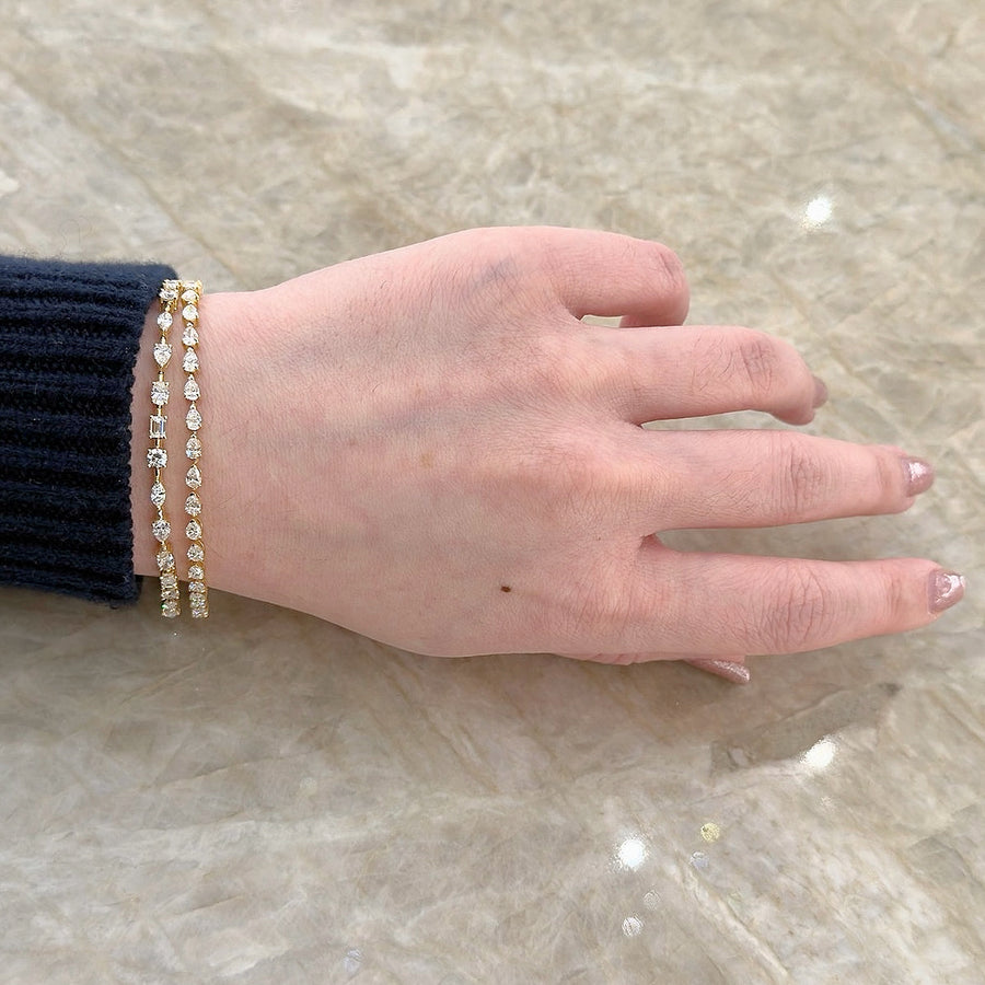Mixed Shape Diamond Line Bracelet