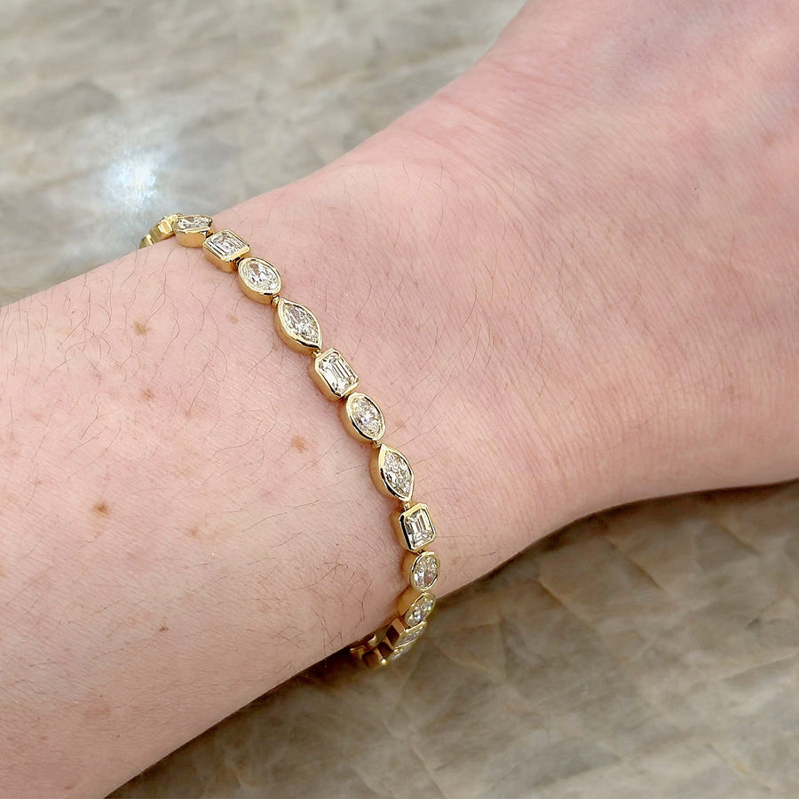 Mixed Shape Diamond Bezel Line Bracelet
