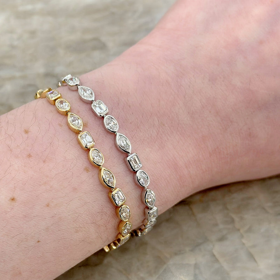 Mixed Shape Diamond Bezel Line Bracelet