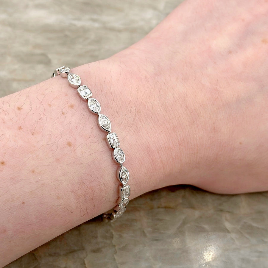 Mixed Shape Diamond Bezel Line Bracelet