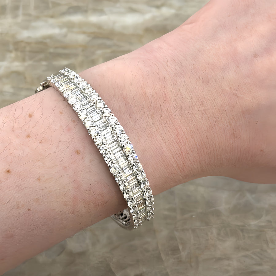Multi Row Diamond Halfway Bangle